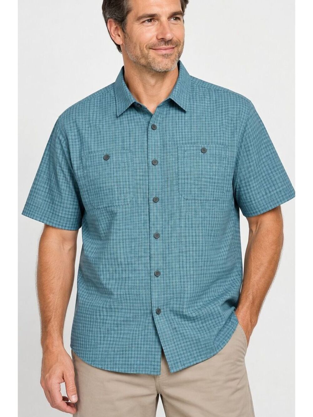 Orvis Men's L Plaid Short Sleeve Button Up Outdoor Fishing Shirt 1494392